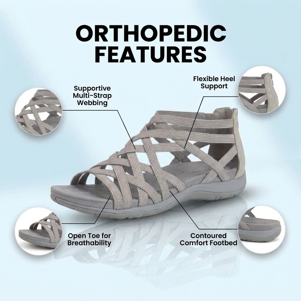 Orthopedic Gladiator Sandals - Multi-Strap Ankle Design