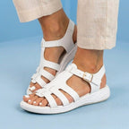 Orthopedic Leather Fisherman Sandals - Multi-Strap Buckle Closure