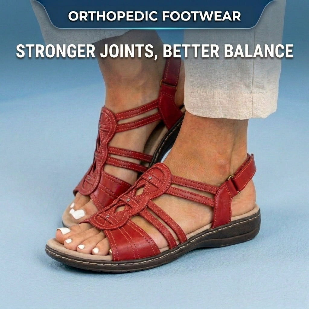 Orthopedic Leather Gladiator Slide Sandals - Celtic Knot & Studded Design