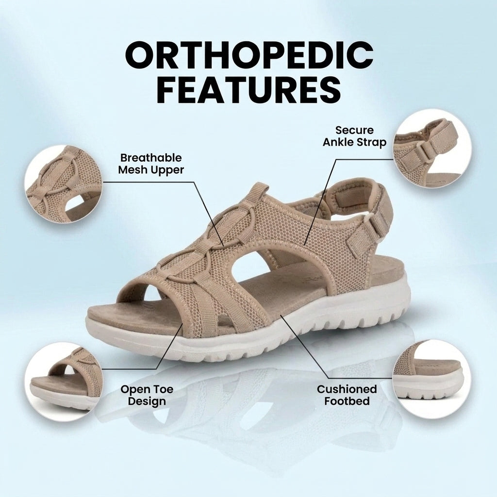 Orthopedic Mesh Sport Sandals - Buckle Closure & Treading Outsole