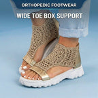 Orthopedic Platform Sport Sandals - Metallic Ankle Wrap & Chunky Sole