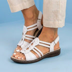 Orthopedic Leather Gladiator Slide Sandals - Celtic Knot & Studded Design