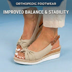 Orthopedic Knot-Front Espadrille Wedge Sandals - Ankle Buckle Strap
