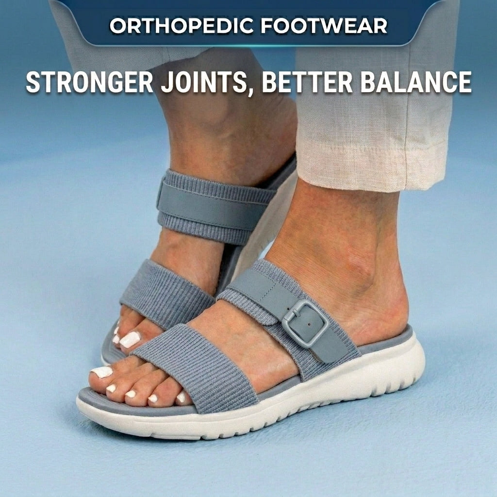 Orthopedic Canvas Sandals - Double Strap Buckle Design & Contoured Footbed