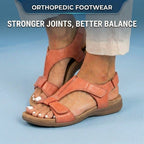 Orthopedic Leather Ankle-Strap Sandals - Contoured T-Bar Cork Footbed