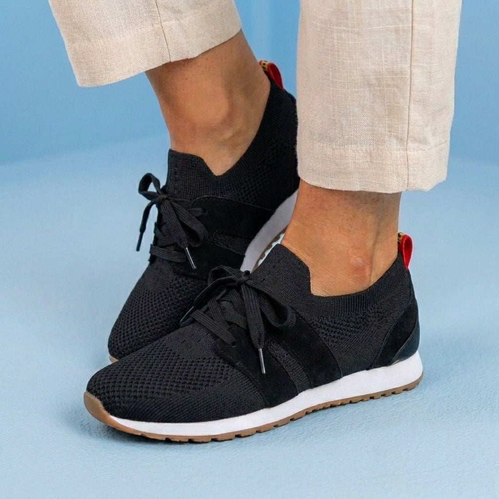 Orthopedic Mesh Athletic Sneakers - Breathable Knit Upper & Suede Panel Accents