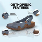 Orthopedic Leather Peep-Toe Flats - Side Cutout Detail