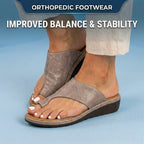 Orthopedic Leather Toe-Loop Slide Sandals - Woven Texture Pattern